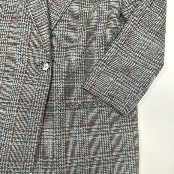 Vintage Plaid Wool Blend Blazer Size S/M Gray Classic Preppy Dark Academia - Picture 3 of 9